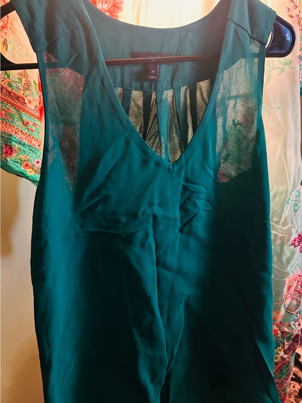 J. Crew Teal Sleeveless V-Neck Chiffon Camisole